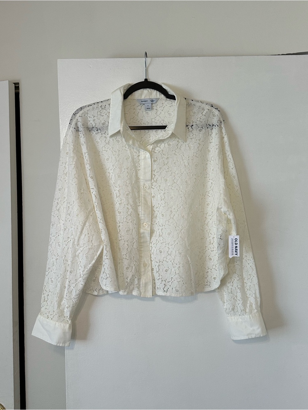 Old Navy White Lace Button-Down Women's Shirt